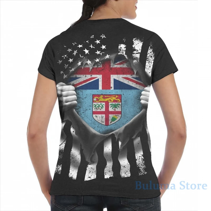 Футболка с американским флагом США Фиджи для мужчин и женщин модная рубашка