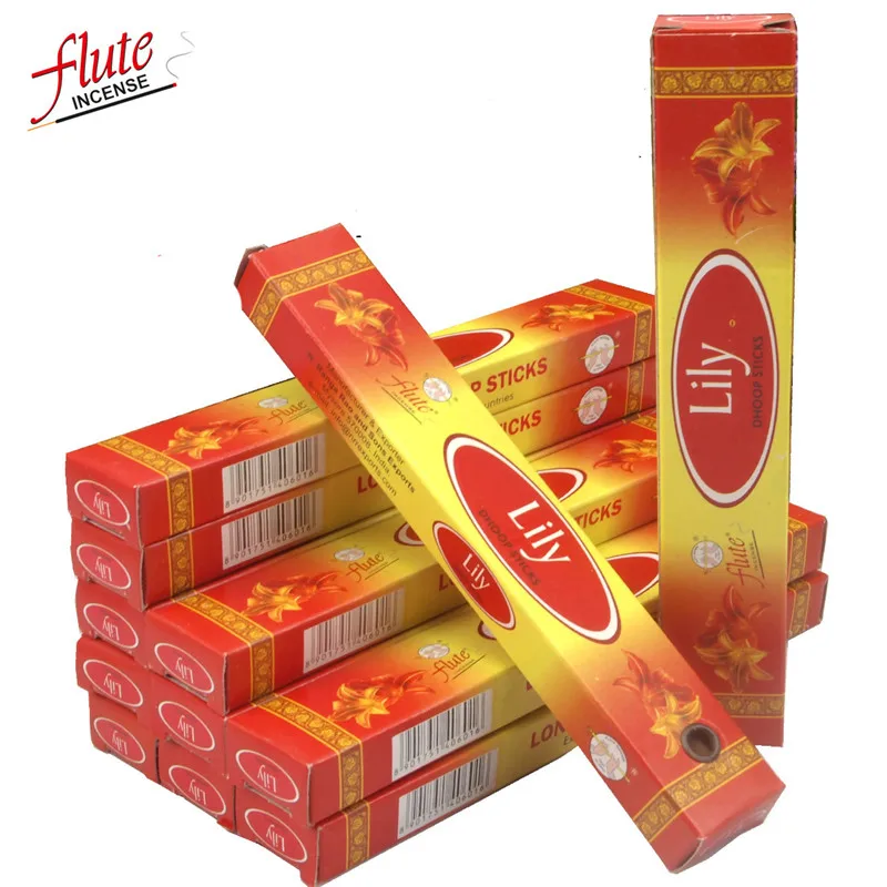 Lily Флейта 120 палочек/упаковка фиолетовый аромат ящик ладан(Dhoop) из индийского природного ручной ароматический саше для антисептика - Аромат: Lily