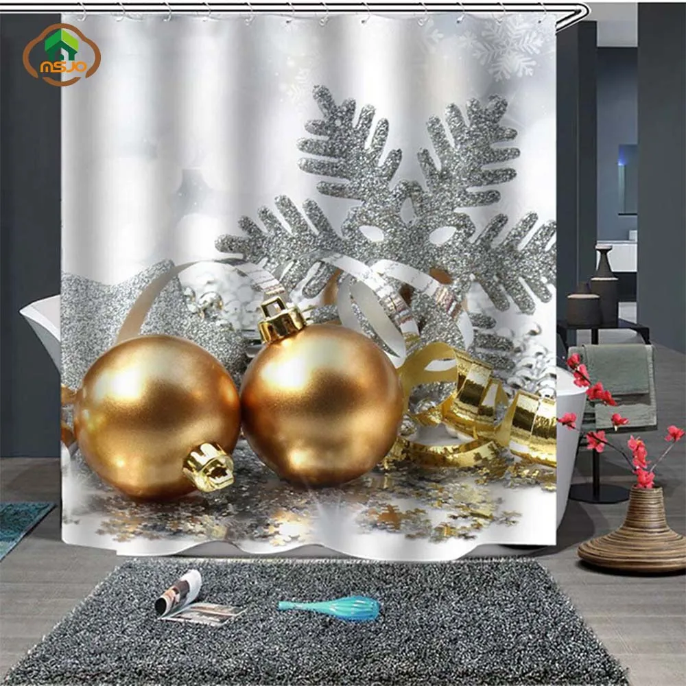 MSJO рождественское украшение занавеска для душа ванная комната 3d