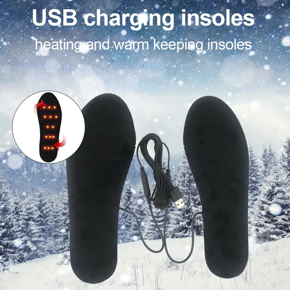 

New USB Charging Insoles EVA Elastic Fiber Winter Sports Energy Saving Electric Heated Solid Soft Washable Shoes Pad Adorable