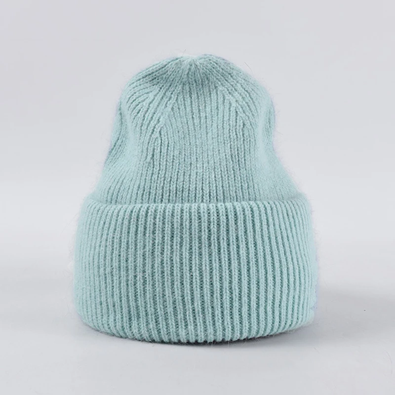 

Зимняя двухслойная шапка унисекс, шапка для женщин, осенняя вязаная шапка, Женская Повседневная шапка из кроличьего меха, для улицы