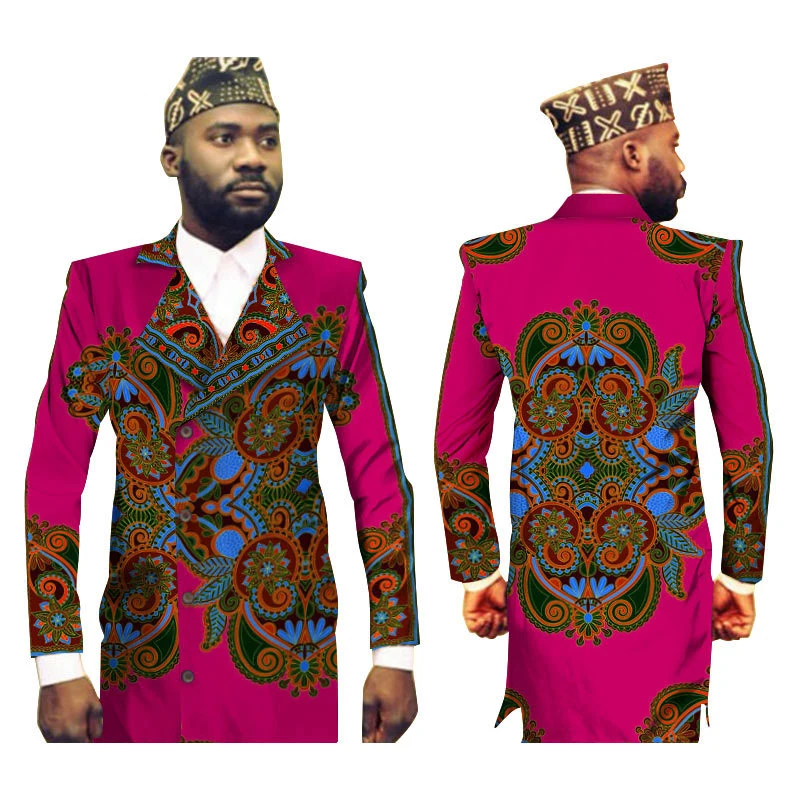 

2021 spring and autumn African men's suits fashion retro long cotton African style java suit business gentleman suit