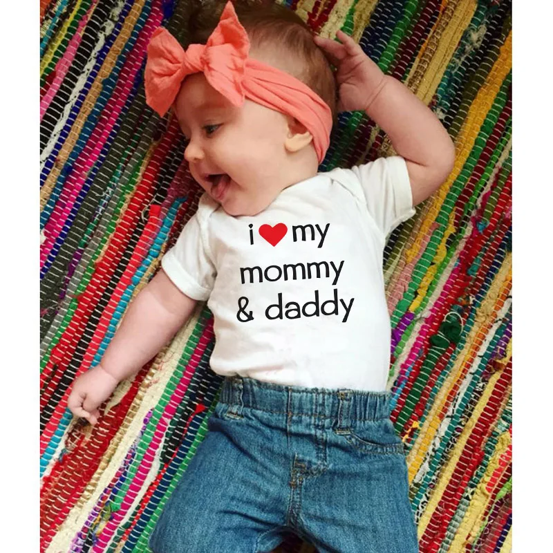 

I Love Mommy/daddy Boys Girls Unisex Baby Bodysuit Cute Print Mother's/father's Day Gift Baby Shower Clothes 0-24M Wear