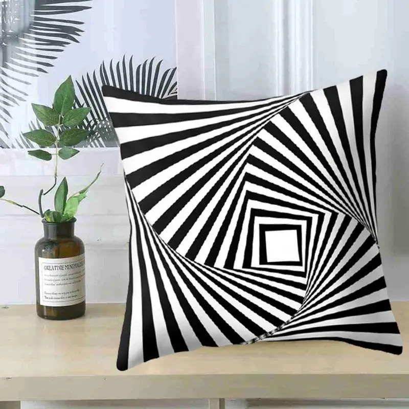 

European Geometry Pillow Case Abstract Black White Striped Dotted Grid Geometric Art Pillow Cases Cover For Home Sofa Decoration