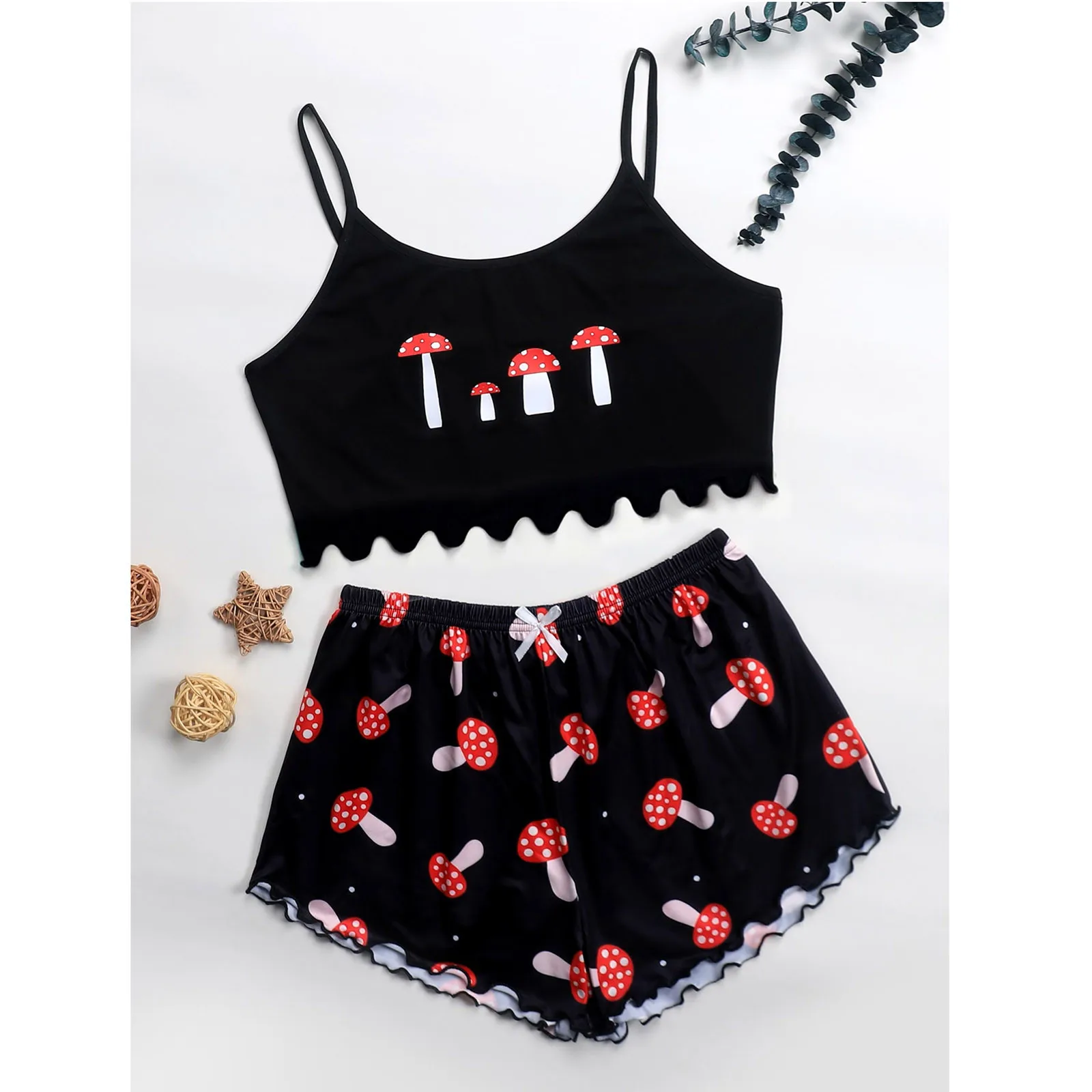 

Летний женский пижамный комплект с милым принтом пижамы на бретелях Сексуальная Ночная Домашняя одежда топы без рукавов и шорты комплект и...