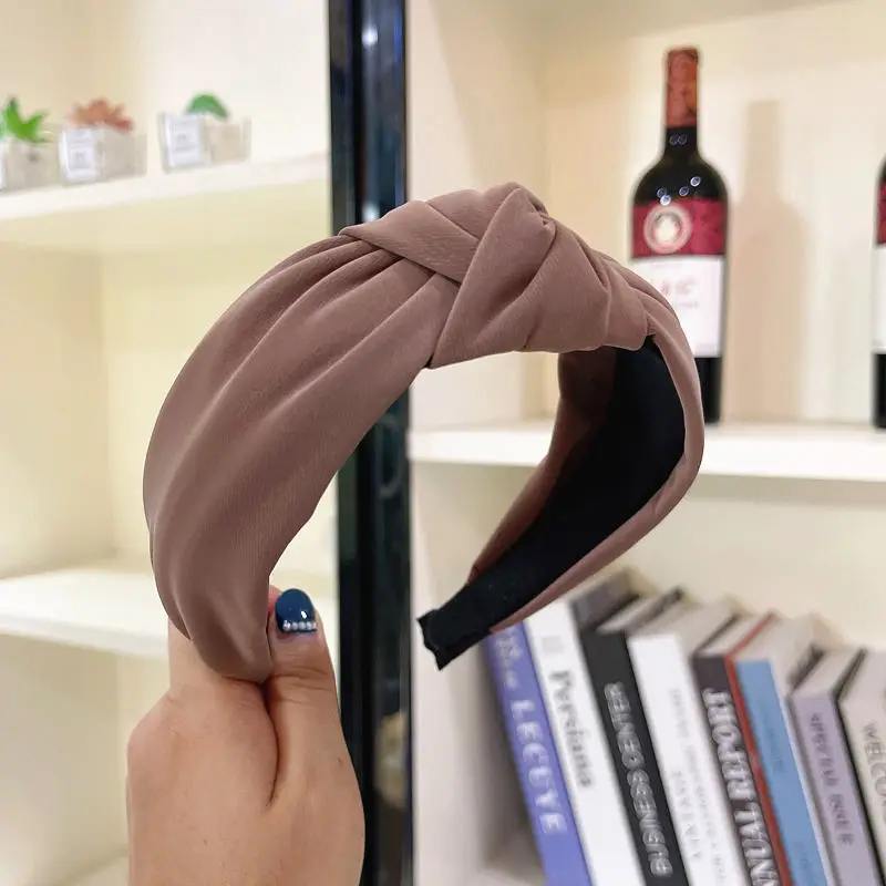 Новинка модная женская повязка на голову широкая боковая однотонная для волос
