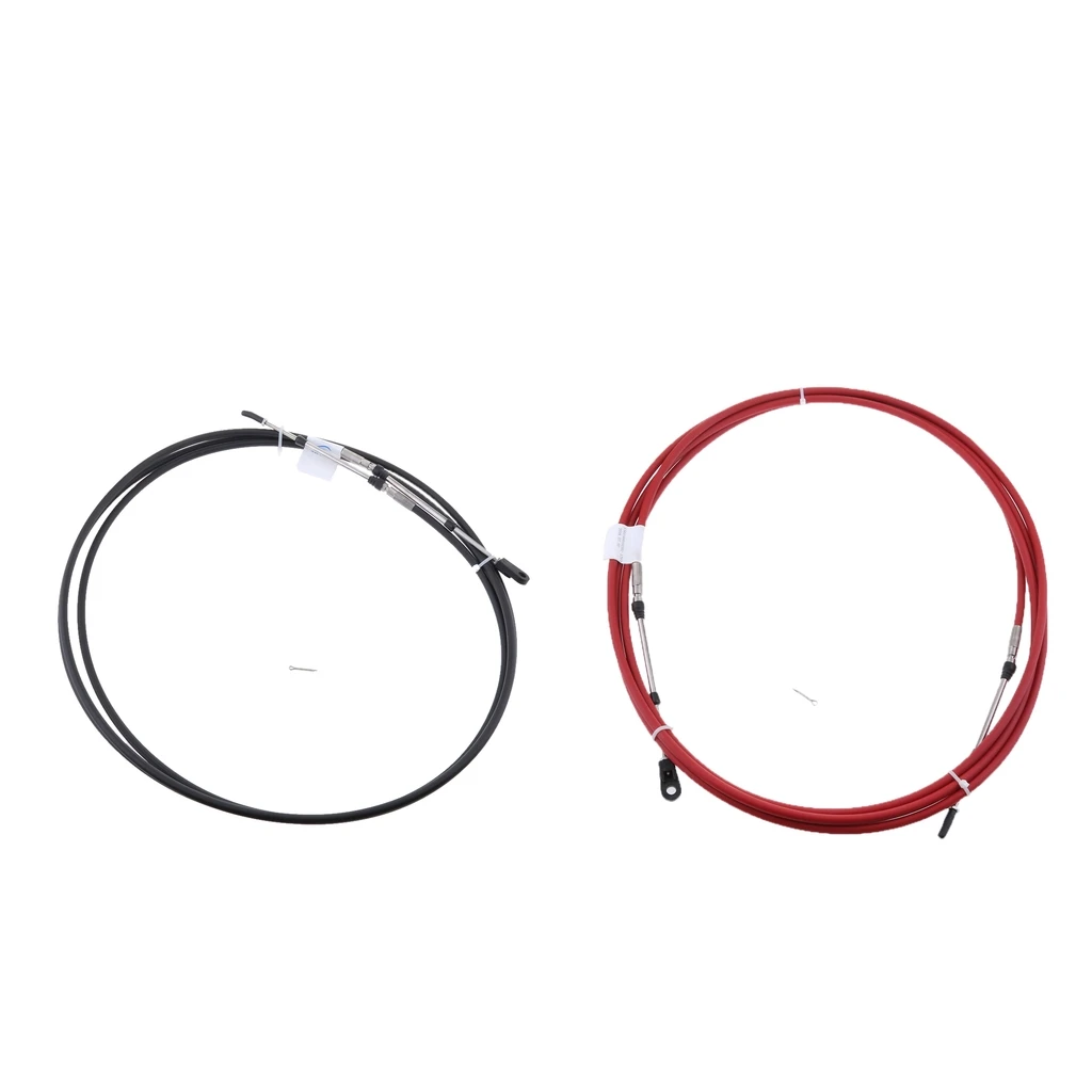 

2pcs 18FT Throttle Shift Control Boat Motor Cable, Throttle Shift Cable, Remote Control for Yamaha Outboard(Black & Red)