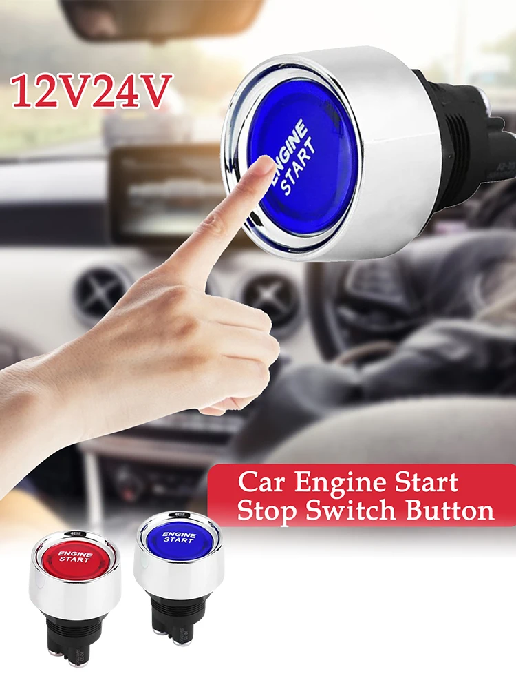 

12V / 24V Car Engine Starter Stop Switch Button Universal Car Reset LED Switch Replacement Switch Decorative Ignition Protection