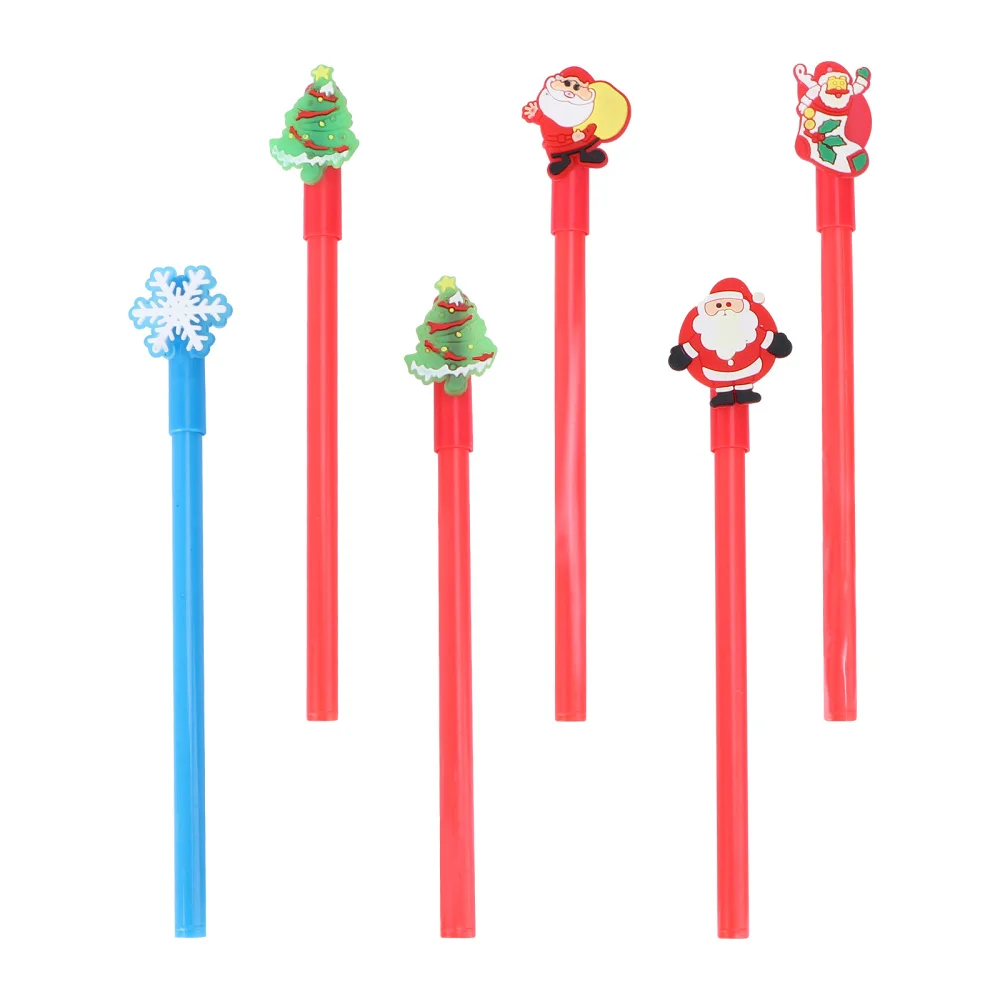 

6Pcs Christmas Santa Claus School Rollerball Pen Student Office Stationery Gift Pens (Random Pattern, Minimum 4 Styles Per Bag)