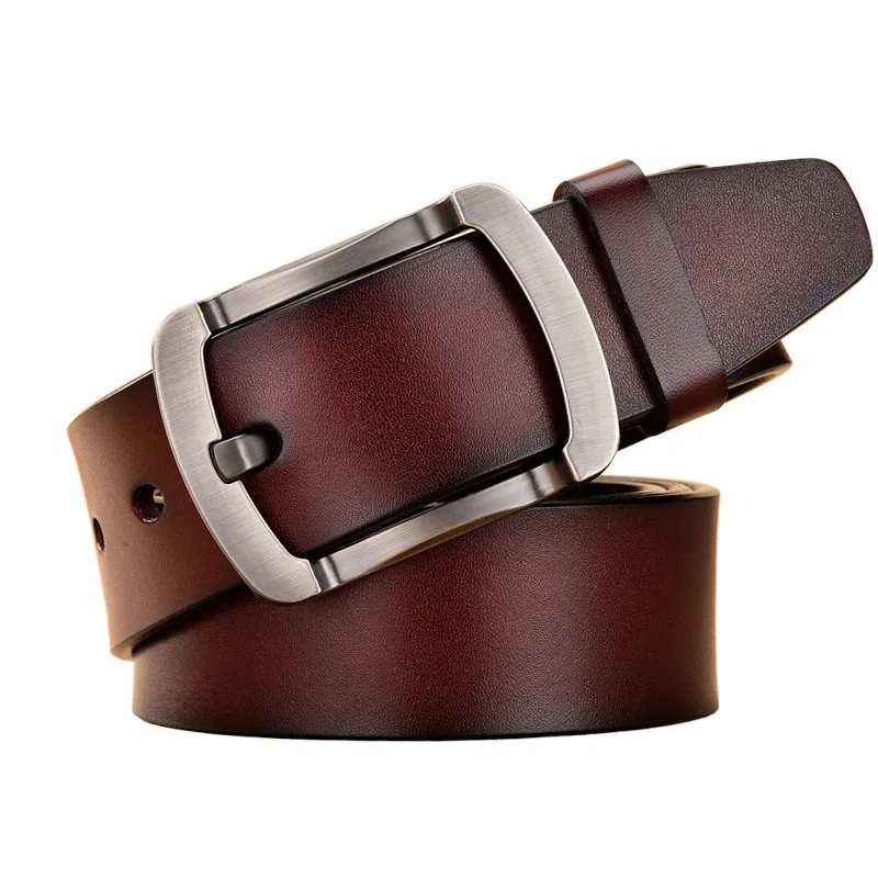 

Men's and women's pin buckle belt versatile casual jeans belt brand designer high quality alloy buckle genuine leather
