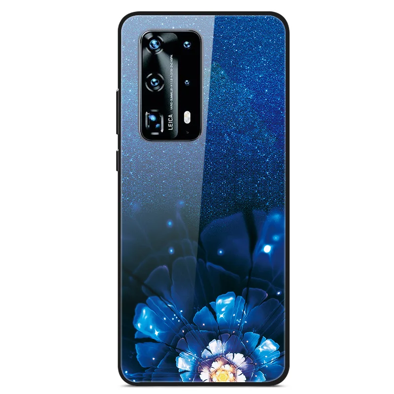 

Glass Case For Huawei P40 Phone Back Cover With Black Silicone Bumper Series 1