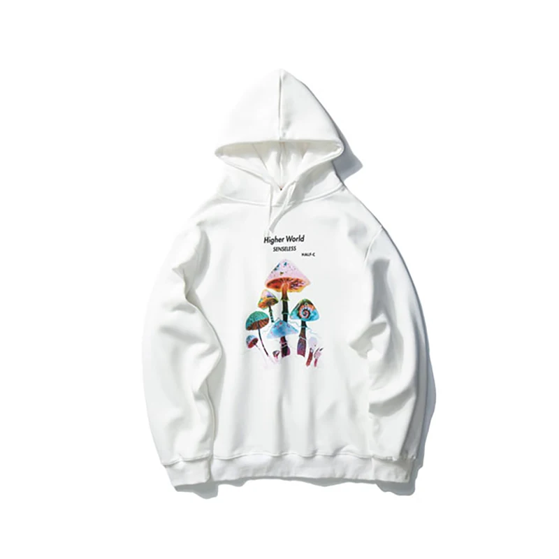 

Colorful Mushroom Print Hooded Sweatshirts Hoodies Streetwear 2021 Spring Harajuku Casual Pullover Hoodie Mens Fashion Tops
