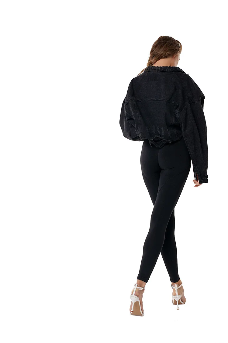 

SONDR 2021 spring jacket European and beautiful black denim jacket short washed denim jacket fashion top women's clothing