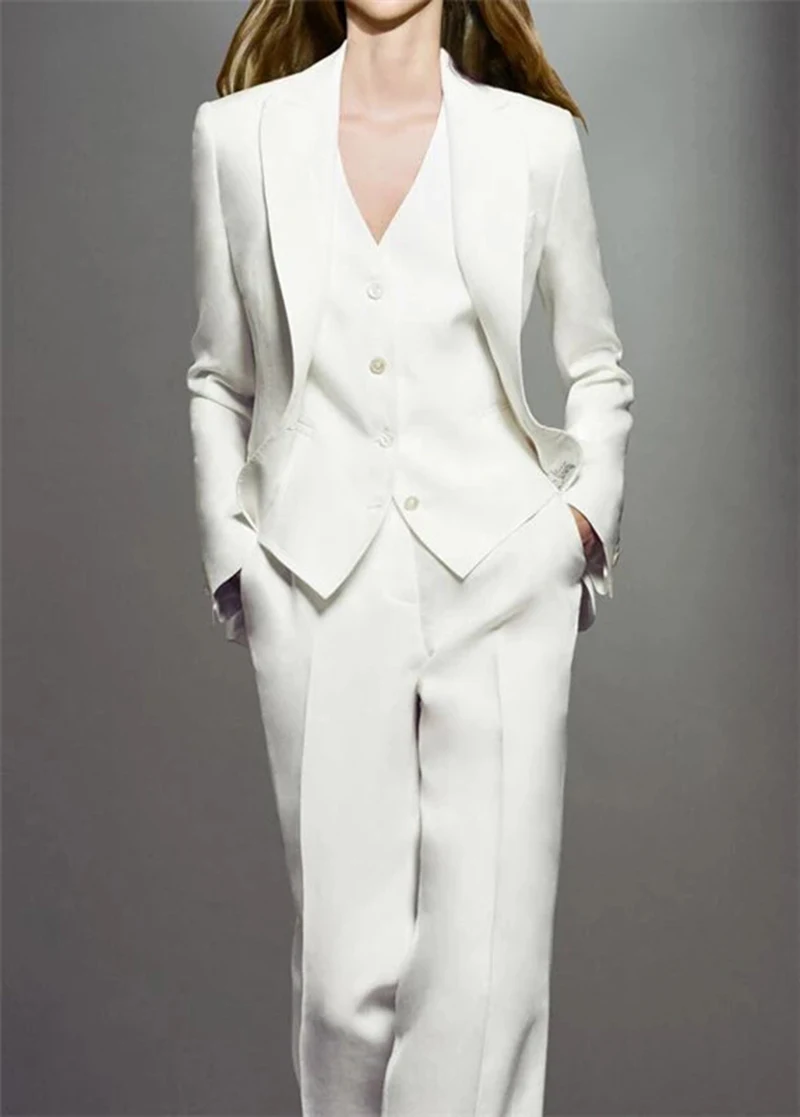 Ladies Fashion Office Slim Suit 3-piece Set Retro Long Sleeve Pocket Female Jacket Flared Pants Office Ladies Suit