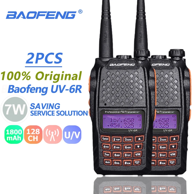Рация Baofeng UV-6R Talkie 7W Uhf & Vhf CB Radio Dual Band UV 6R Professional UV6R трансивер Hf Ham PTT Transceiver 2 шт. |