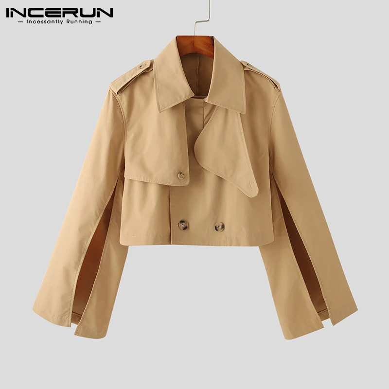 Fashion Men's Jackets Casual Streetwear Lapel Long Sleeve Irregular Crop Coats Solid Comfortable Autumn Outerwear S-5XL INCERUN