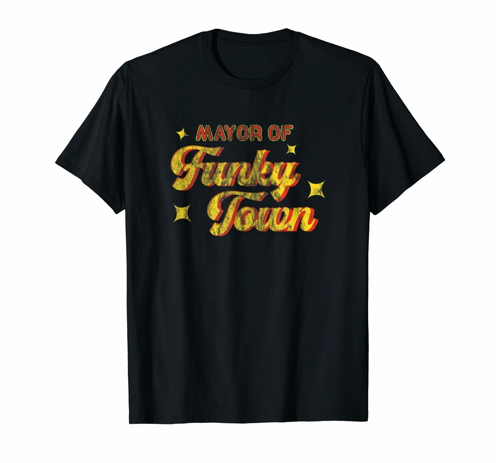 Черный мэр Funky Town футболка Винтаж диско 70S ретро Funk 100 хлопок|Мужские футболки| |