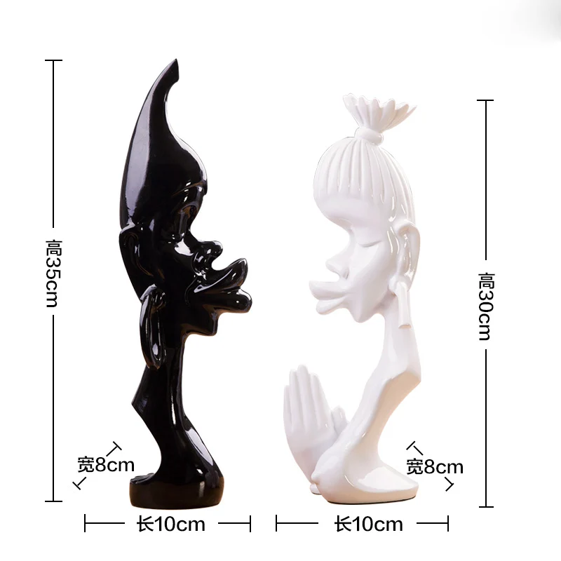 

Wine Cabinet Adornment Simple Model Room Study Furnishings Personality Black and White Ceramic Figure Modelling Household