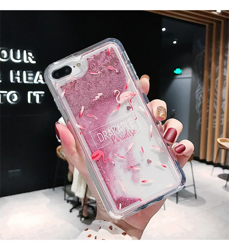 Роскошный блестящий чехол с жидким песком зыбучим фламинго для Xiaomi Redmi 7 6 26 дюйма