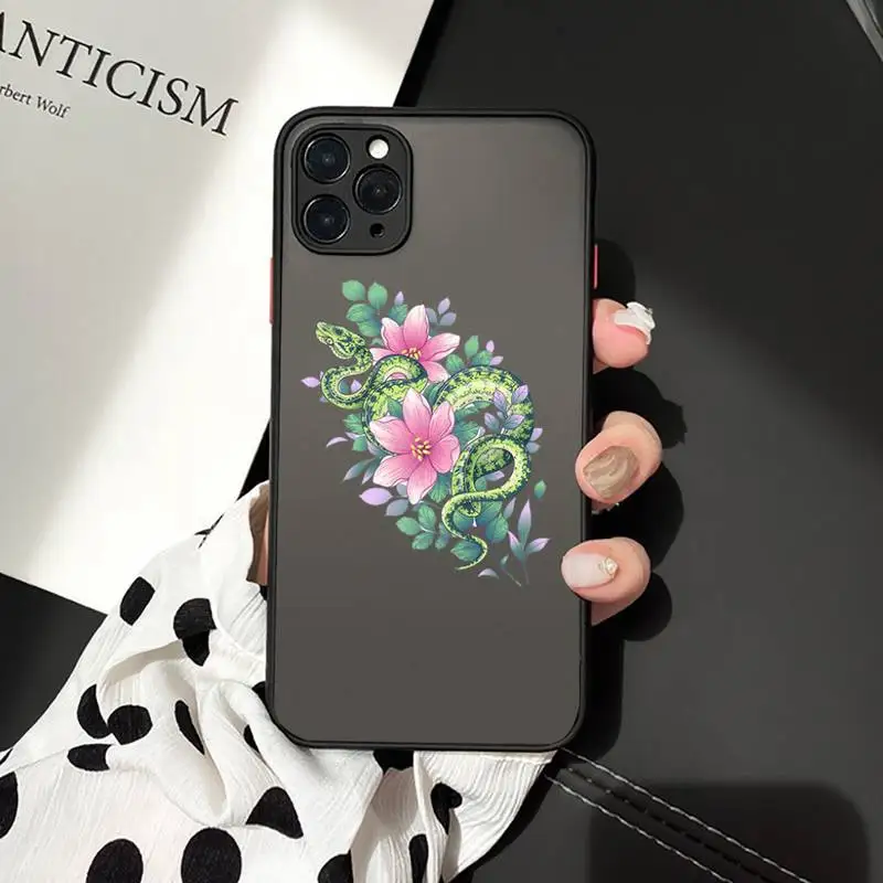 

Tattoo snake flower painting Phone Case matte transparent For iphone 7 8 11 12 plus mini x xs xr pro max cover