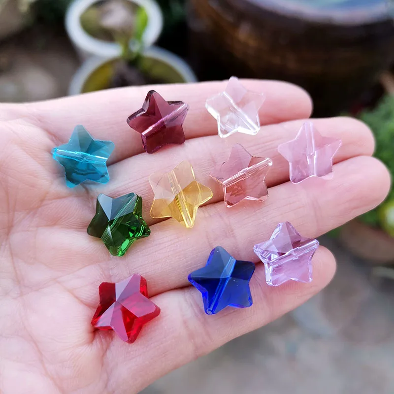 

14mm Crystal Star Beads Glass Suncatcher Pendant Five -star Shape Chandelier Prism Parts DIY Jewelry Making Wedding Home Decor