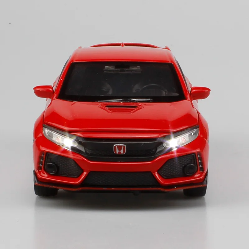 Модель автомобиля Hottoy 1:32 из сплава, миниатюрная Honda Civic Type-R Racing JDM для детей, литый металлический автомобиль, сборный подарок на день рождения