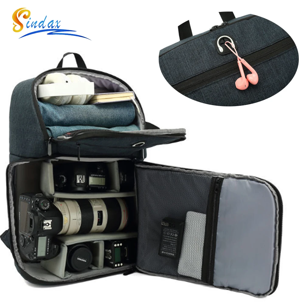 With Charging Earphone Hole Outdoor Photo Bag For Canon Nikon Laptop Tripod Video Lens Bag