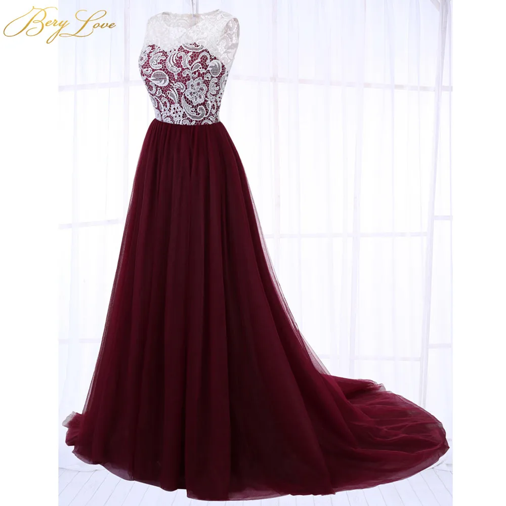 Burgundy BeryLove/элегантное бальное платье для малышей; розовое торжественное вечернее платье; коллекция года; кружевное длинное платье из тюля; Вечерние платья на выпускной; abito soiree; вечерние платья - Цвет: Burgundy