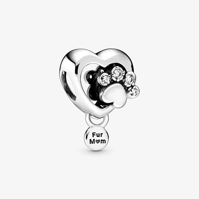 2020 HOT New 925 Sterling Silver Beads Sparkling Paw Print &amp Heart Charms fit Original Pandora Bracelets DIY Jewelry Women | Украшения и