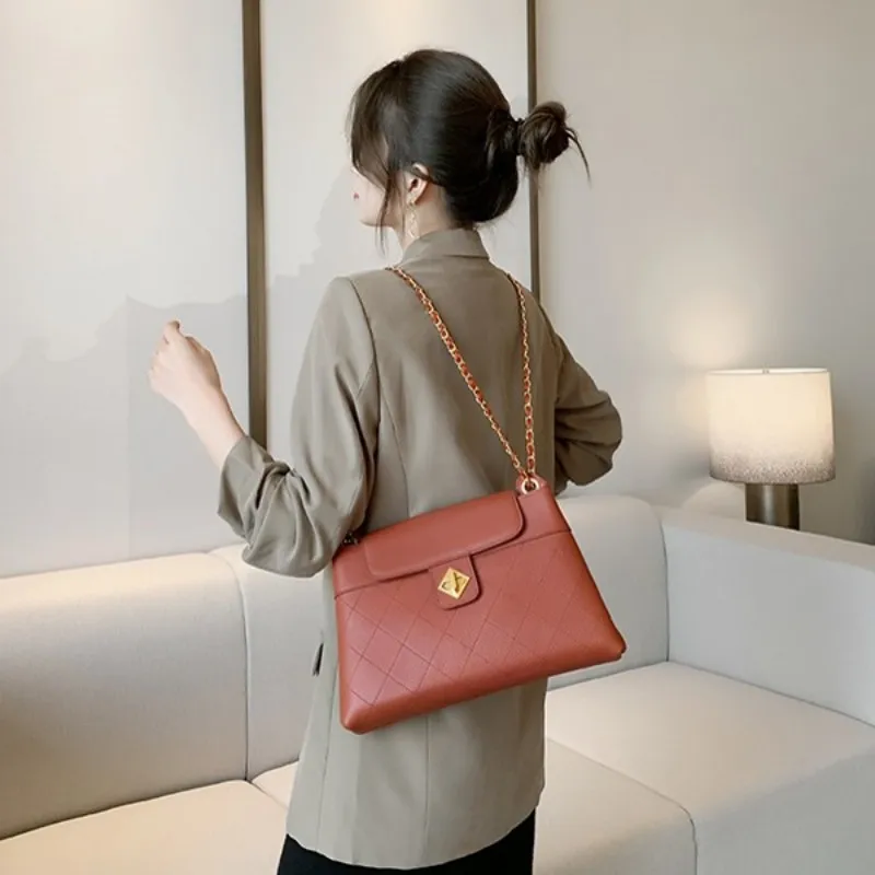 

Diamond Lattice Chain Bags Women Luxury Office Party Shoulder Crossbody Big Bag Genuine Leather Messenger Bag Schoudertas Dames