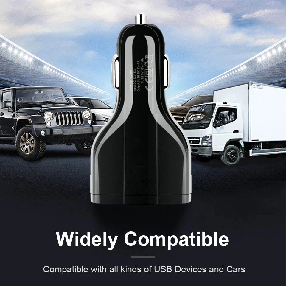Автомобильное зарядное устройство QC 3 0 с USB портами и поддержкой быстрой зарядки