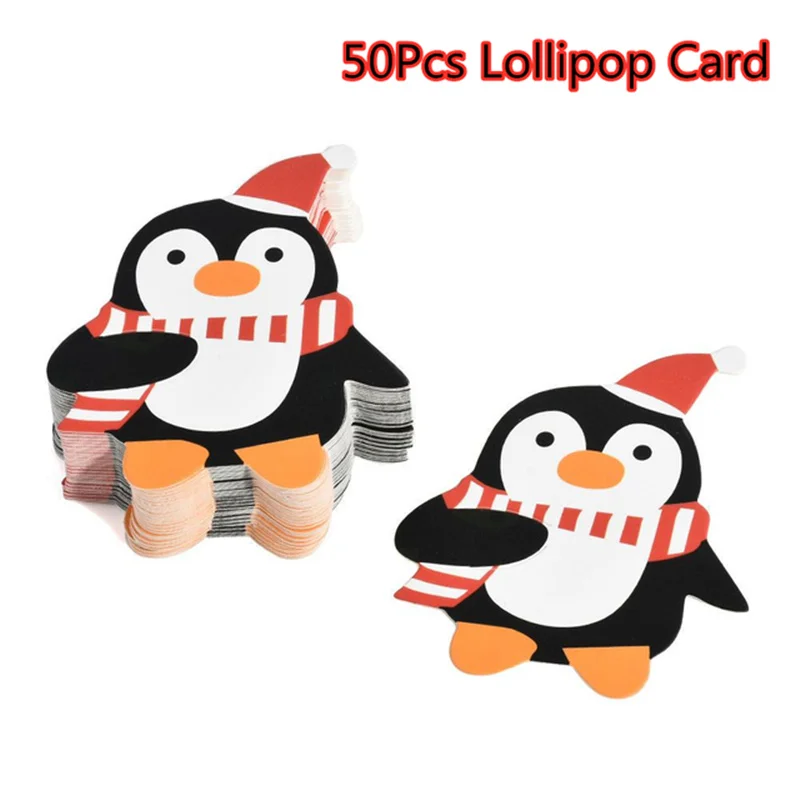 

50Pcs Christmas Paper Chocolate Lollipop Sticks Cake Pops Xmas Decor Party School Supplies Stationery Christmas Stickers Gifts