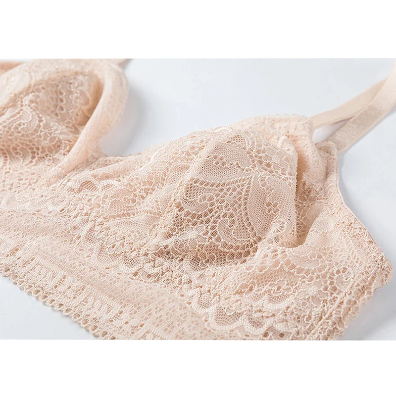 Mierside Minimizer Unlined Active Sexy Bras Fashion Lace Comfortable Women Underwear Plus Size Bralette Sleep Wear