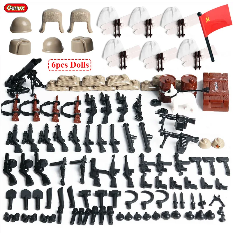 

Oenux New WW2 Mini Soviet Army Figures Military Small Building Block The Battle Of Moscow Russian Soldiers MOC Brick Kids Toy