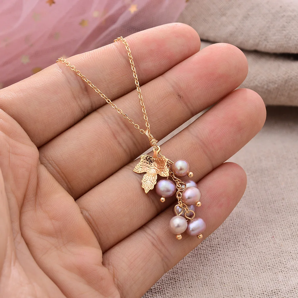 

Original Handmade 14K Gold Filled Natural Freshwater Purple Pearl Maple Leaves Design Ladies Pendant Necklace Jewelry Promotion
