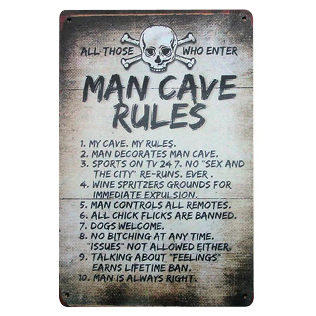 

Мужская пещера металлические знаки настенный плакат мужская пещера правила жестяной плакат роспись кафе бар Паб Настенный декор