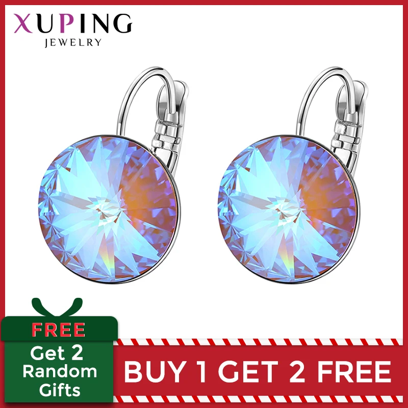 Xuping простой дизайн обручи серьги Модные Кристаллы от Swarovski Специальный стиль для