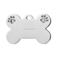 1000 pcslot wholesale engraved personalized stainless steel dog tag pet id tags mirror polished bone paw name plate collar