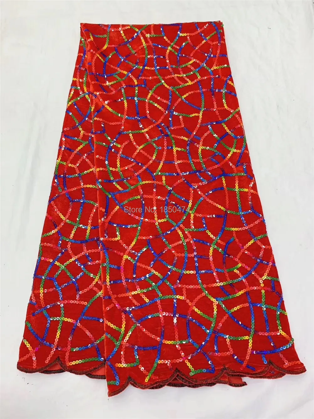 

Hot High Quality RED Velvet Lace Fabrics Nigerian Tulle Lace Fabric Latest African French Lace Embroidery Sequins Lace Fabric CD