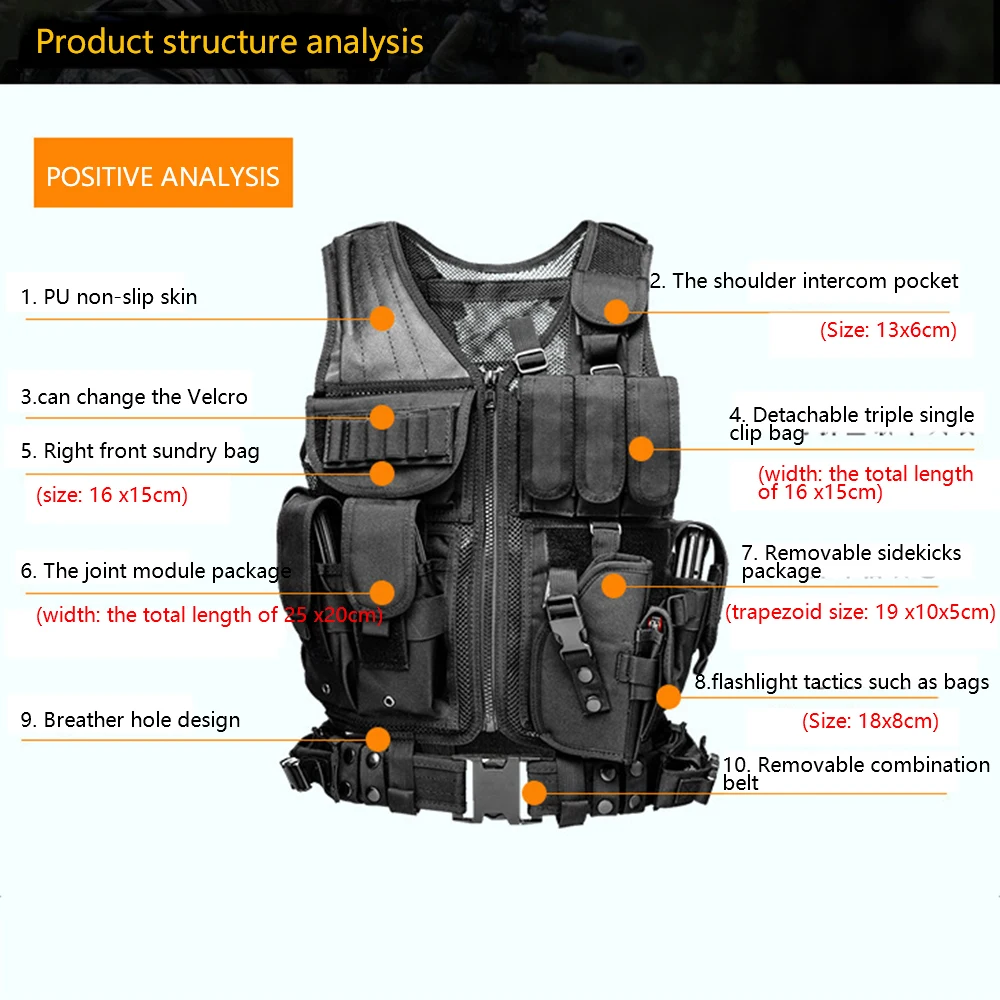 

Mesh Breathable Vest Watreproof Police Combat Assault Gear Vest Trainning Shooting Hunting Sleeveless Shirt Outdoor Clothes