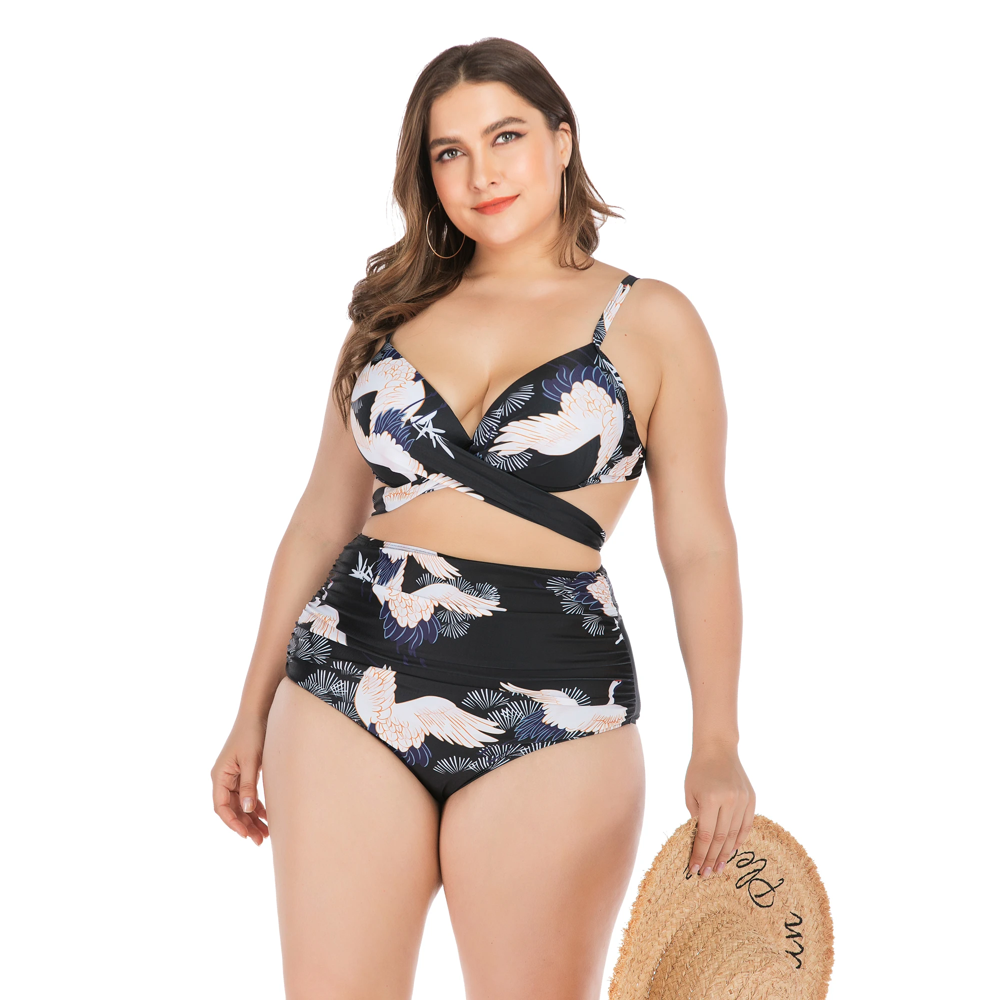 

New Sexy High Waist Bikini Set Chinoiserie Print Swimming Suit Two Piece Plus Size Swimwear Women Swimsuit Omni-Dry Beachwear