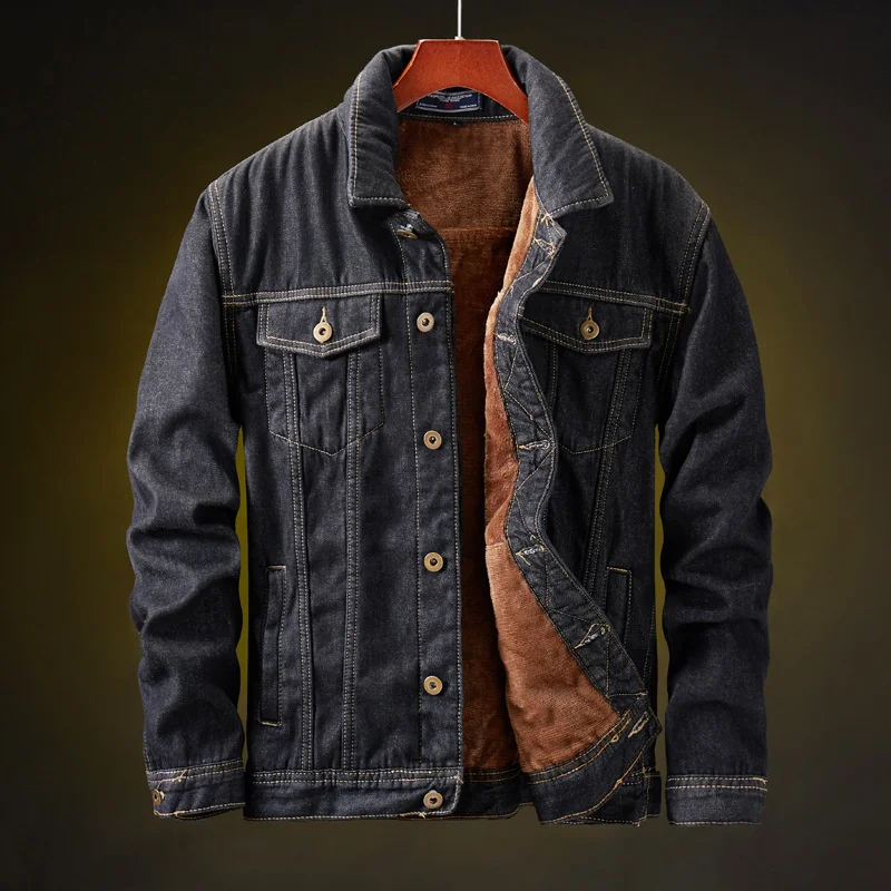 Новинка Зима 2021, Мужская джинсовая куртка, плюшевая утепленная хлопковая куртка, Корейская приталенная трендовая Большая куртка