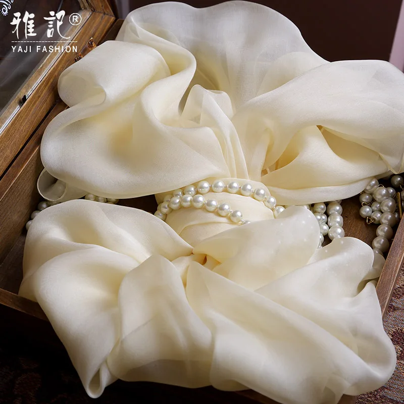 Шелковый шарф fashoin для женщин Бежевый женский однотонный шелковый Ханчжоу 100%