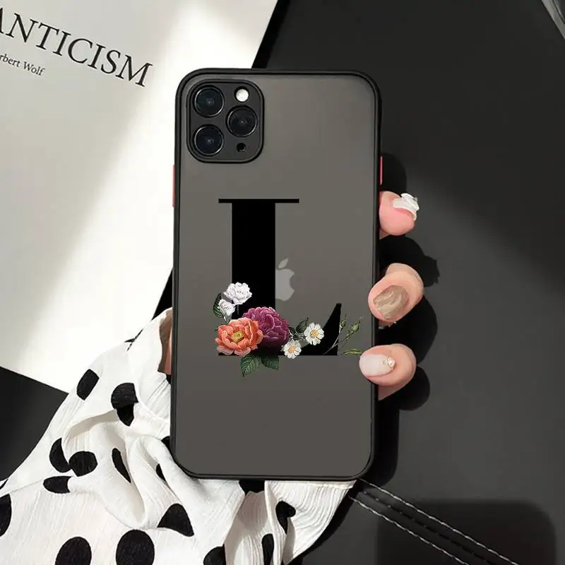 

Letter Floral art design Fundas Phone Cases matte transparent For iphone 7 8 11 12 plus mini x xs xr pro max cover