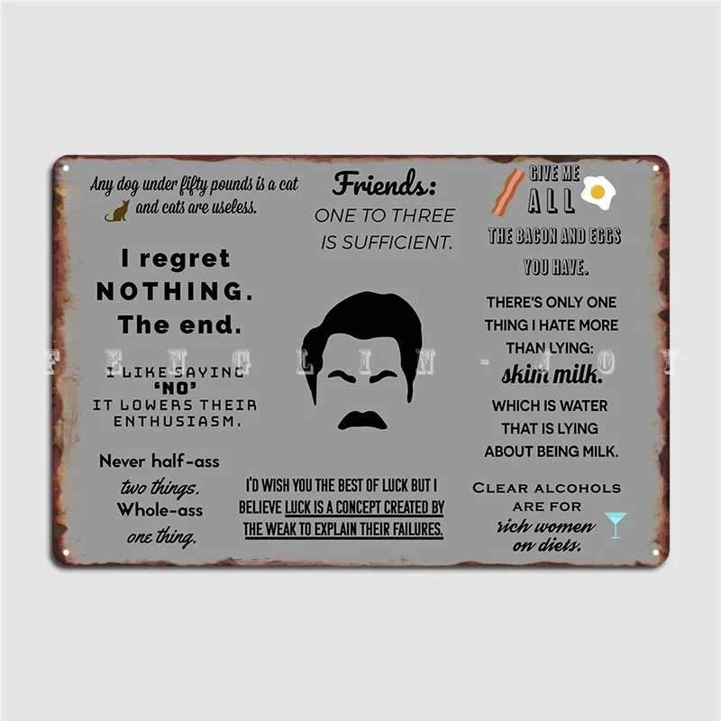

Ron Swanson цитаты, металлический постер с табличкой в стиле ретро