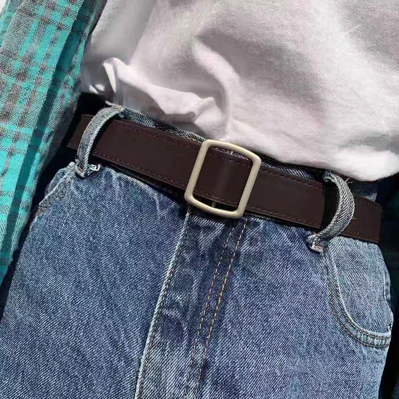 

New PU Leather Waist Strap Belt Women Square Metal Buckle Holes-free Belts Ceinture Femme Pasek Damski Riem Woman Belts For Jean