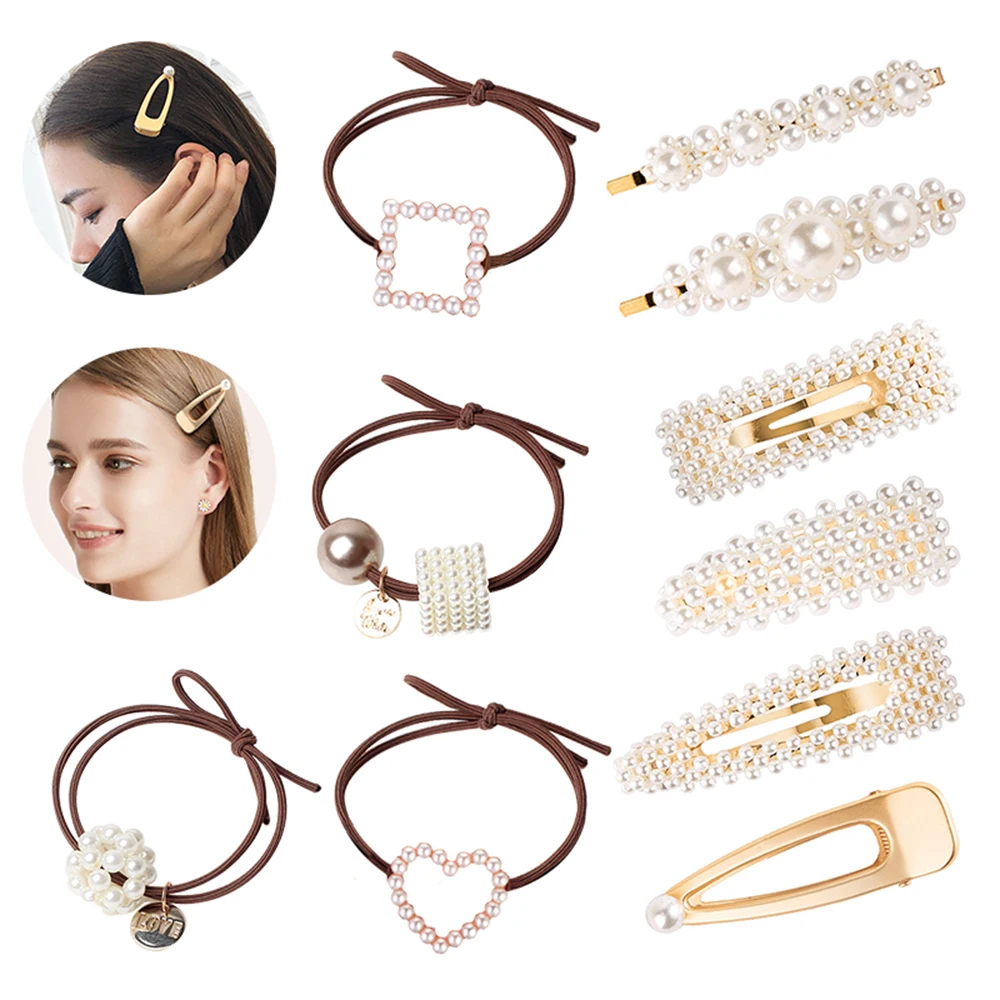 I 10PC 6-12 шт/1 комплект модные заколки для волос с искуственным жемчугом зажим для женщин элегантный корейский сплав заколки для волос ювелирное изделие в виде заколки аксессуары - Окраска металла: I 10PC
