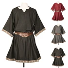 Костюм пирата викинга для мужчин, однотонная повседневная одежда для косплея пиратов с поясом, винтажная одежда для размера плюс эпохи Возрождения, средневековая одежда