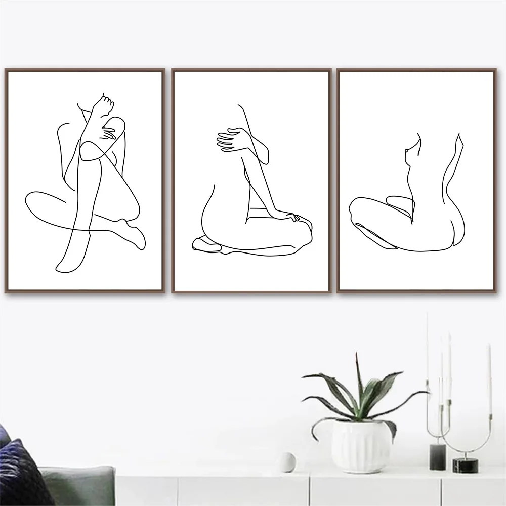 

Abstract Sexy Women Body Line Drawing Wall Art Canvas Painting Nordic Naked Poster And Print Minimalist Picture Home Decoration