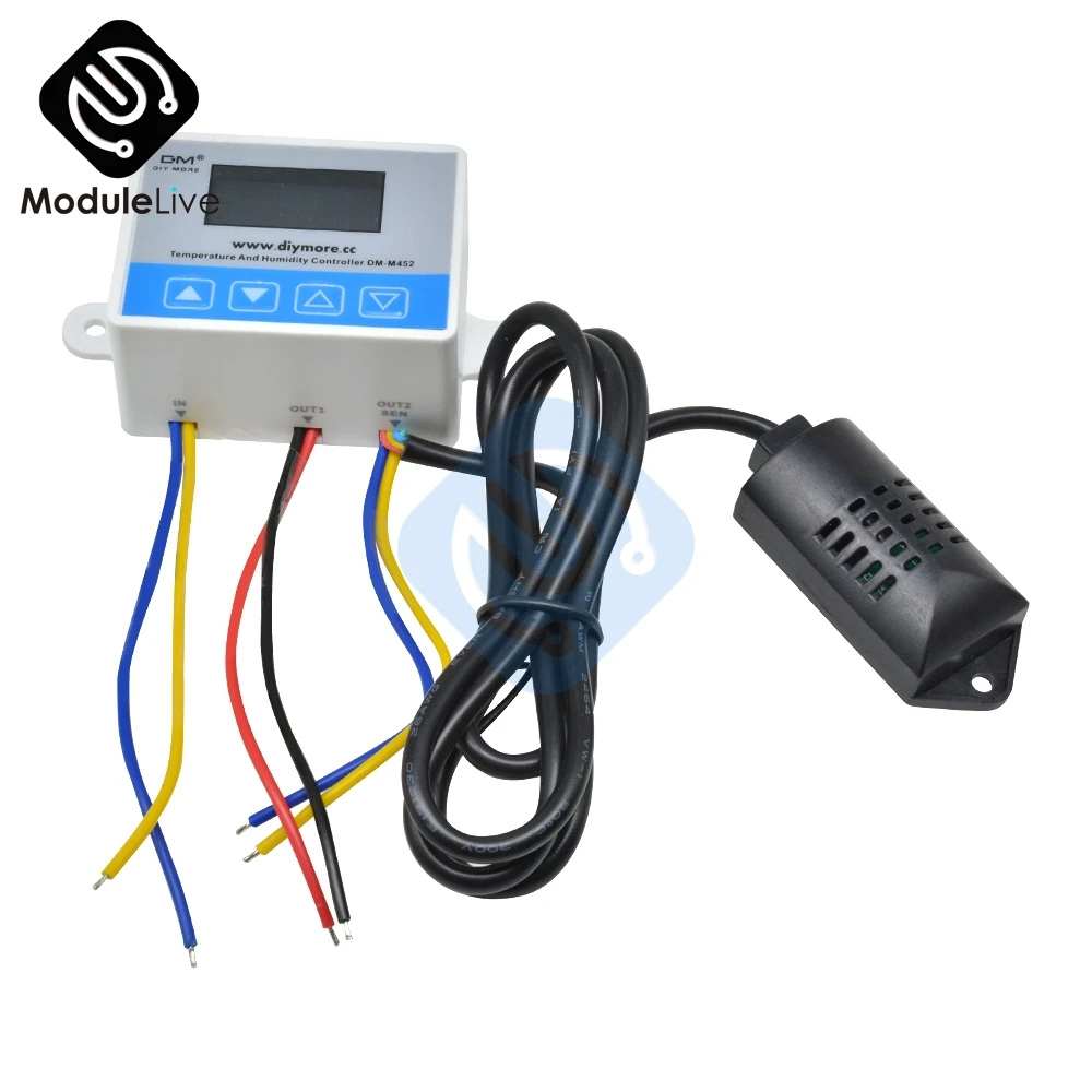 

12 В постоянного тока ЖК-дисплей регулятор температуры и влажности с 1 м SHT20 датчик термостат гумидистат охлаждающий инкубатор